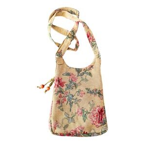 Isabellas Journey Tapestry Floral Crossbody Bag Small Tan Floral